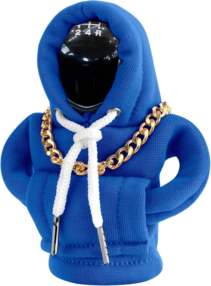 PLALEI Gear Shift Hoodie, Funny Car Gear Shift Cover, Cute Car Shift Knob Hoodie, Automotive Interior Accessories, Universal Fit Knob Cover Gift (Blue) - Image 1